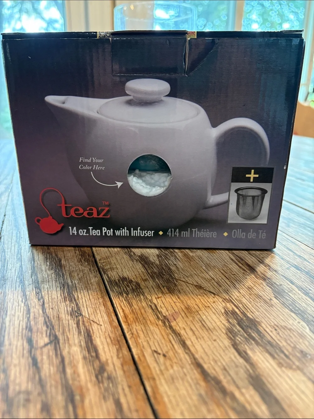 14 oz. Blue Ceramic Tea Pot with Infuser